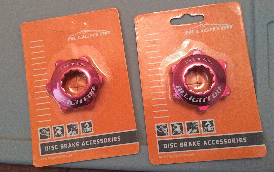 TWO Alligator Disc Brake Center Lock Hub Adapters For 6 Bolt Rotor, Red