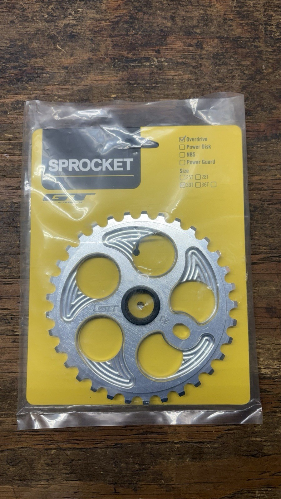 GT Overdrive 33t Silver BMX Sprocket 6061 Aluminum 19mm Adapter Included