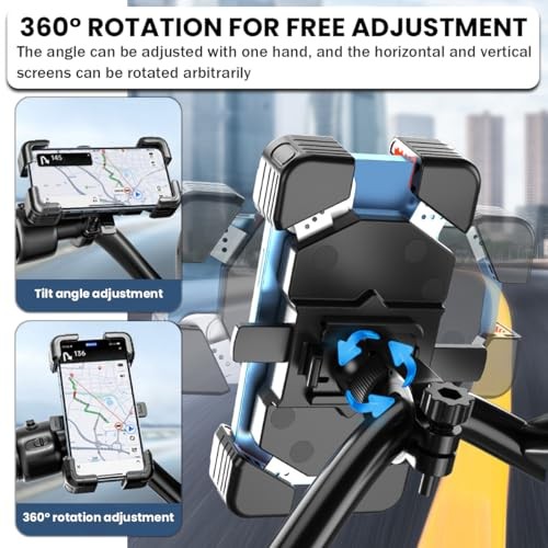Motorcycle Phone Mount, ABS Quick Release Bike Phone Holder for 4.7» Blue