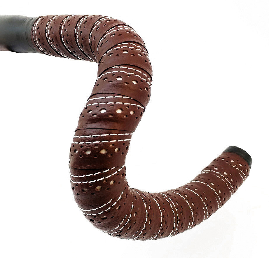 Synthetic Leather Brown/White Touring Bicycle Bike BTP Handlebar Tape
