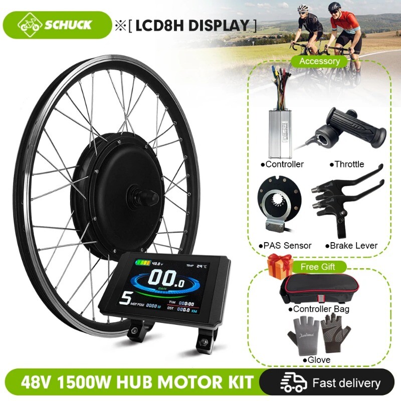 Mountain E-bike Conversion Kit 48V 1500W Brushless Gearless Rear Hub Motor Wheel