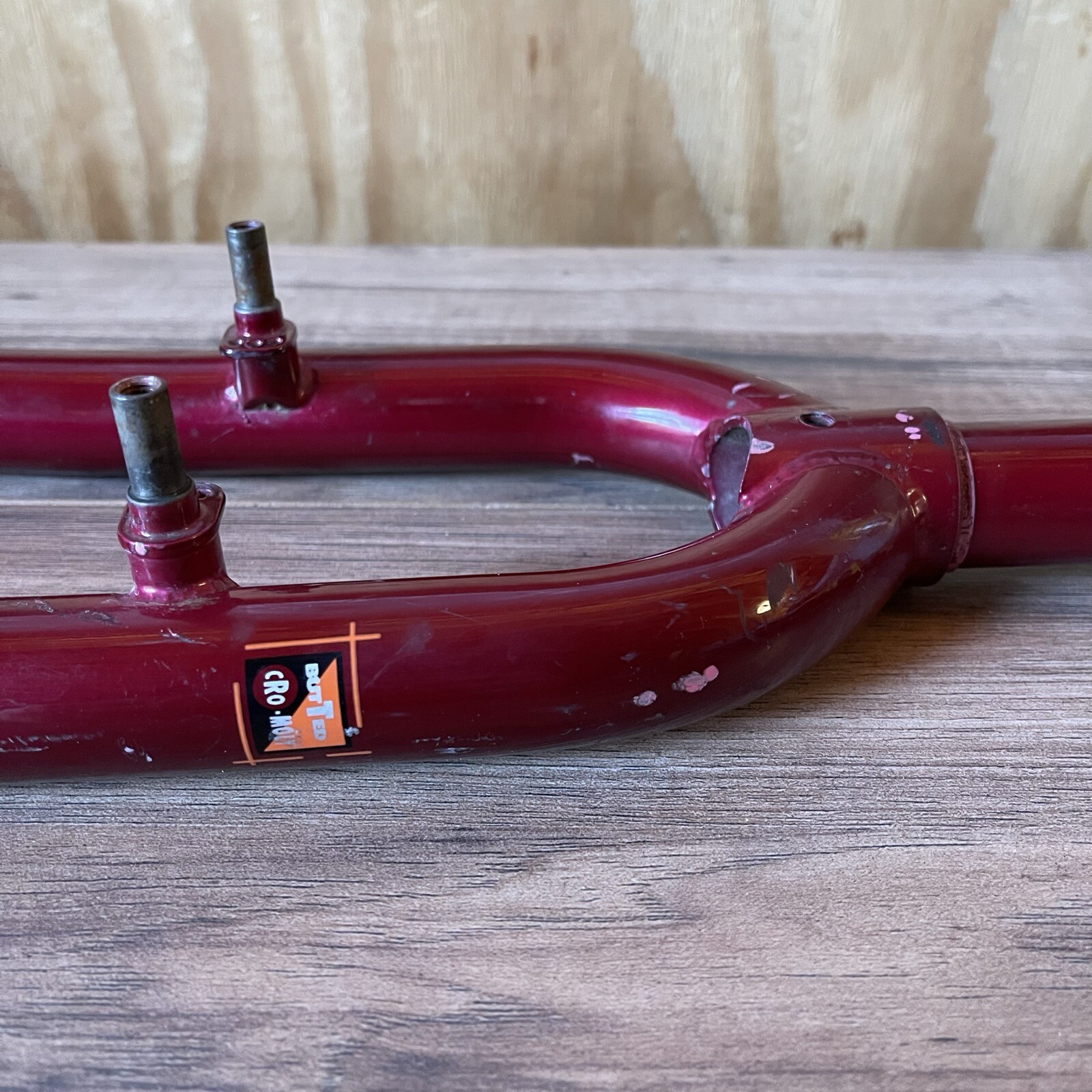 Vintage Chromoly MTB Fork 26 1 1/8 Threaded 136mm 390mm AtoC Dark Red