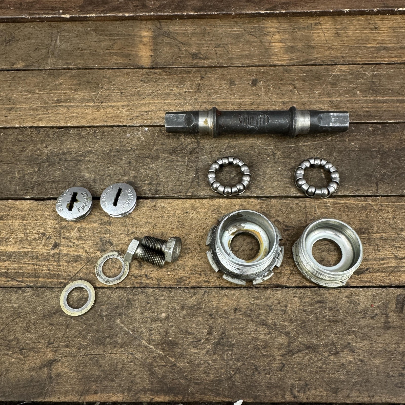 Vintage Nervar Bottom Bracket 123mm French FRA Square Taper Road Bike Set
