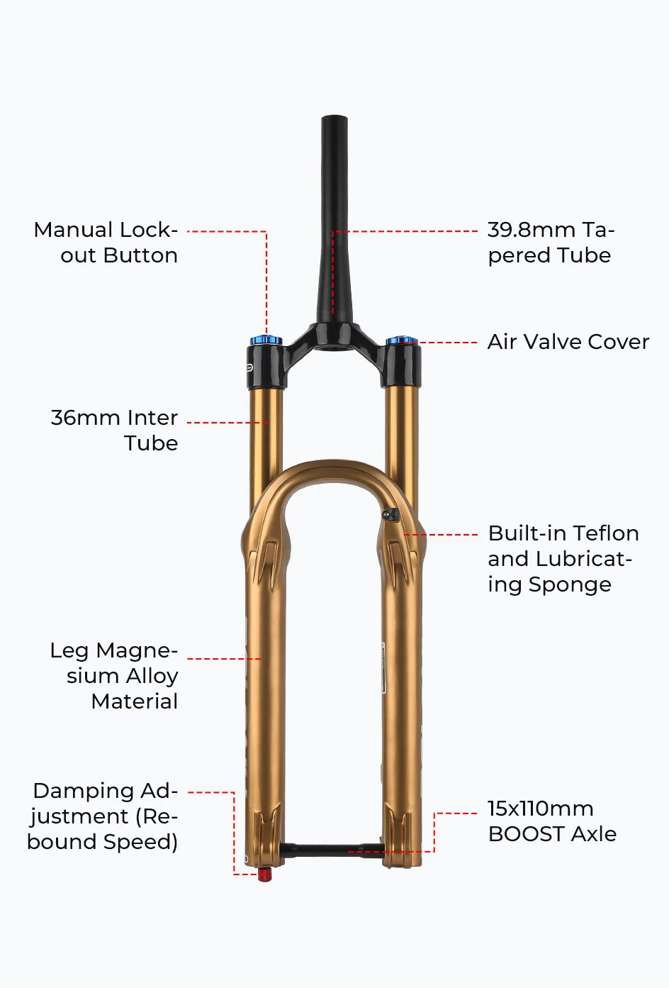 MTB Boost Air Suspension Fork 27.5/29Inch 160mm Travel Damping Adjustable Fork