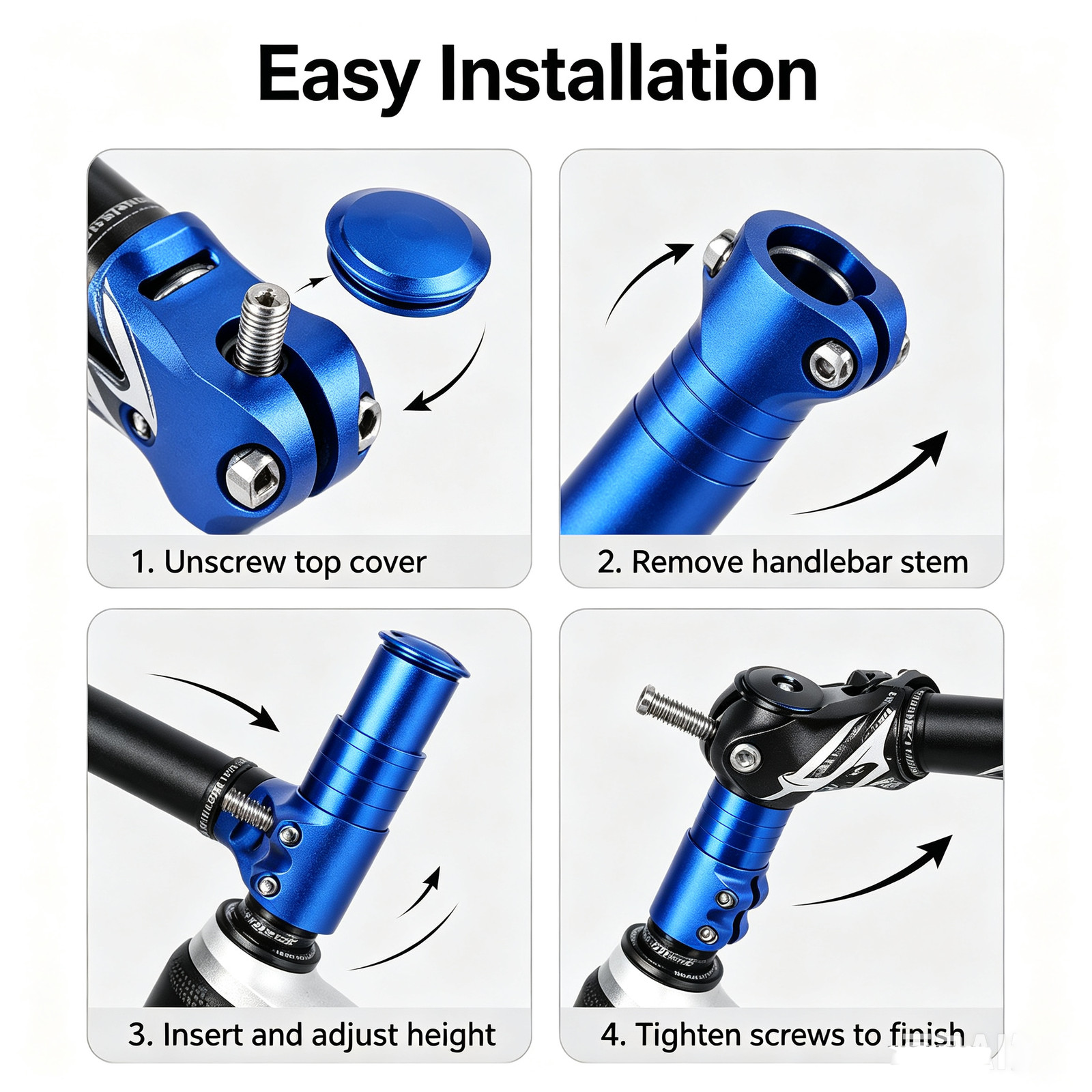 MTB Fork Stem Extender Aluminum Handlebar Riser HeadUp Adapter for Mountain Bike