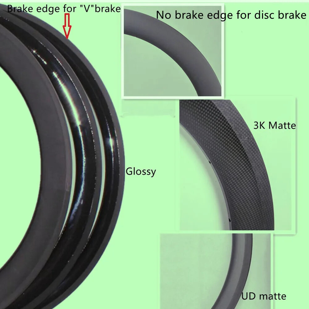700C Carbon Fibre Road Bike Rim Tubeless Bicycle Wheels 30 45 55 60mm Rim