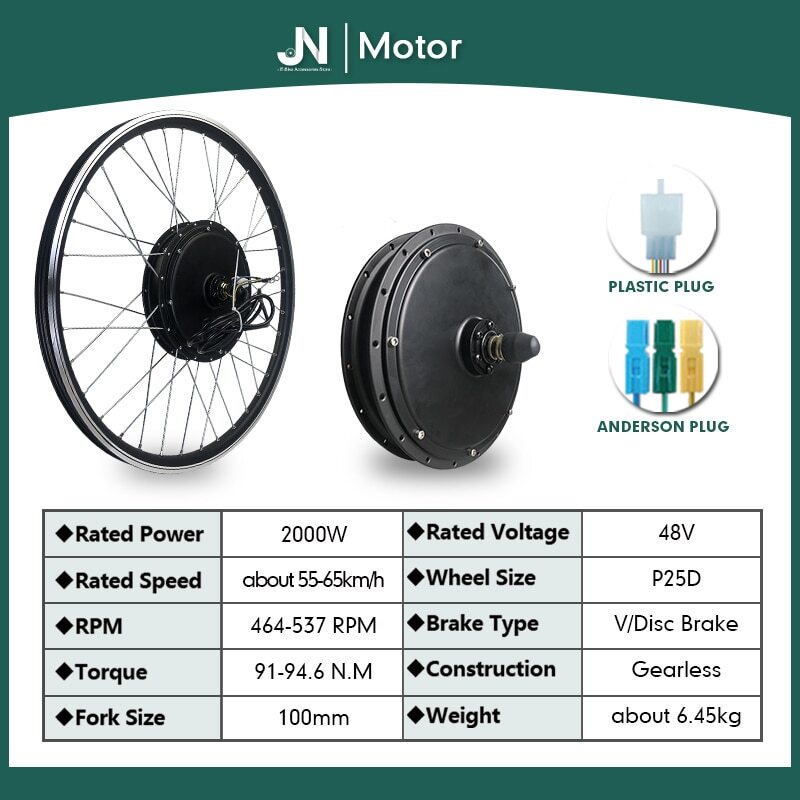 48V 2000W Electric Bicycle Front Motor Wheel Conversion Kit 20-29 Inch /700c