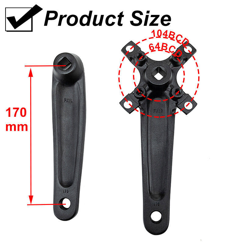 Bicycle Single Crankset 30-52T 104BCD Crank Narrow Wide Chainring 170mm Chainset
