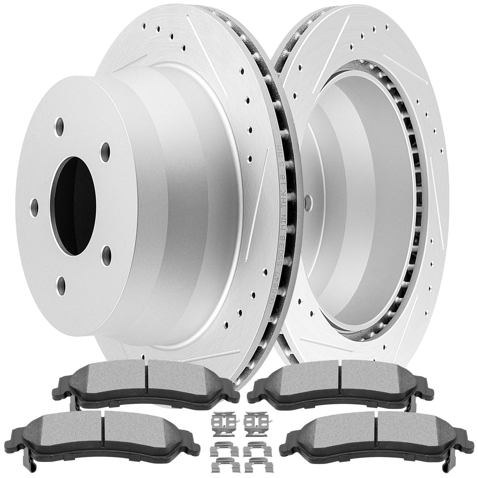 SCITOO Brake Pads and Rotors Kits for Ford F-250 F-350 Excursion 1999-2005