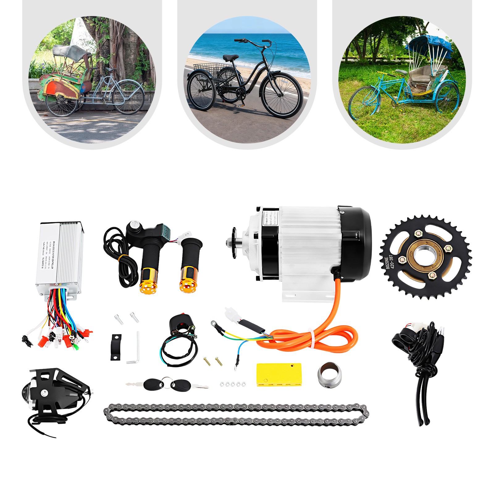 48V 750W Electric Bike Geared Brushless Motor Kit For Adults Tricycle Trike