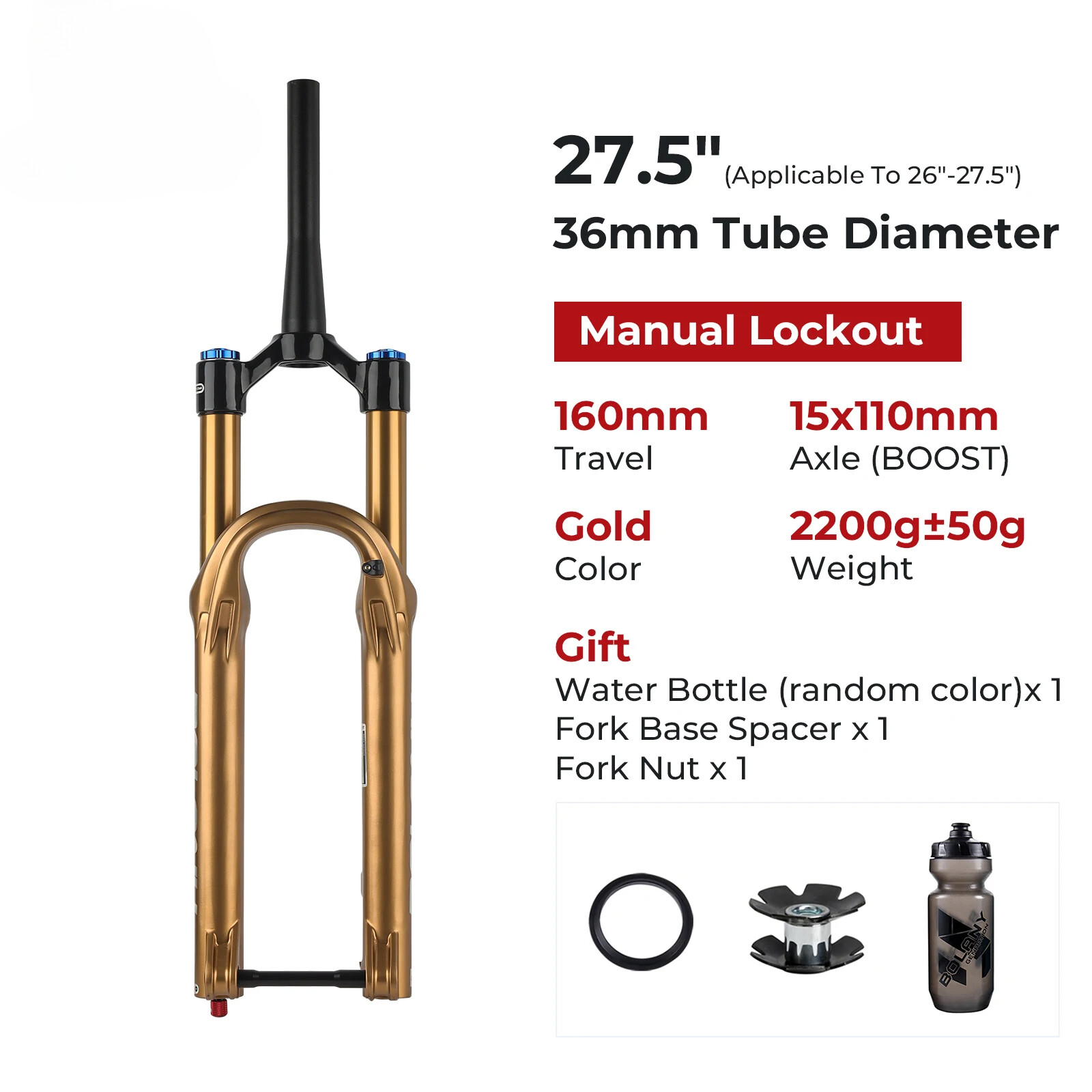 Boost MTB Suspension Air Fork 27.5/29Inch 160mm Travel Damping Adjustable