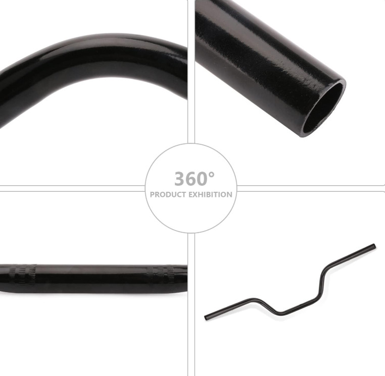 Manillar moto 7/8 pulg alto tipo tracker universal para cruiser y custom negro