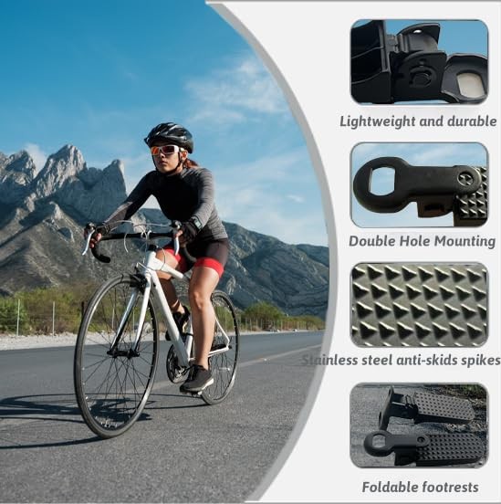 Tailcle Folding Bike Foot Pegs, 1 Pair Foldable Bicycle Pedals