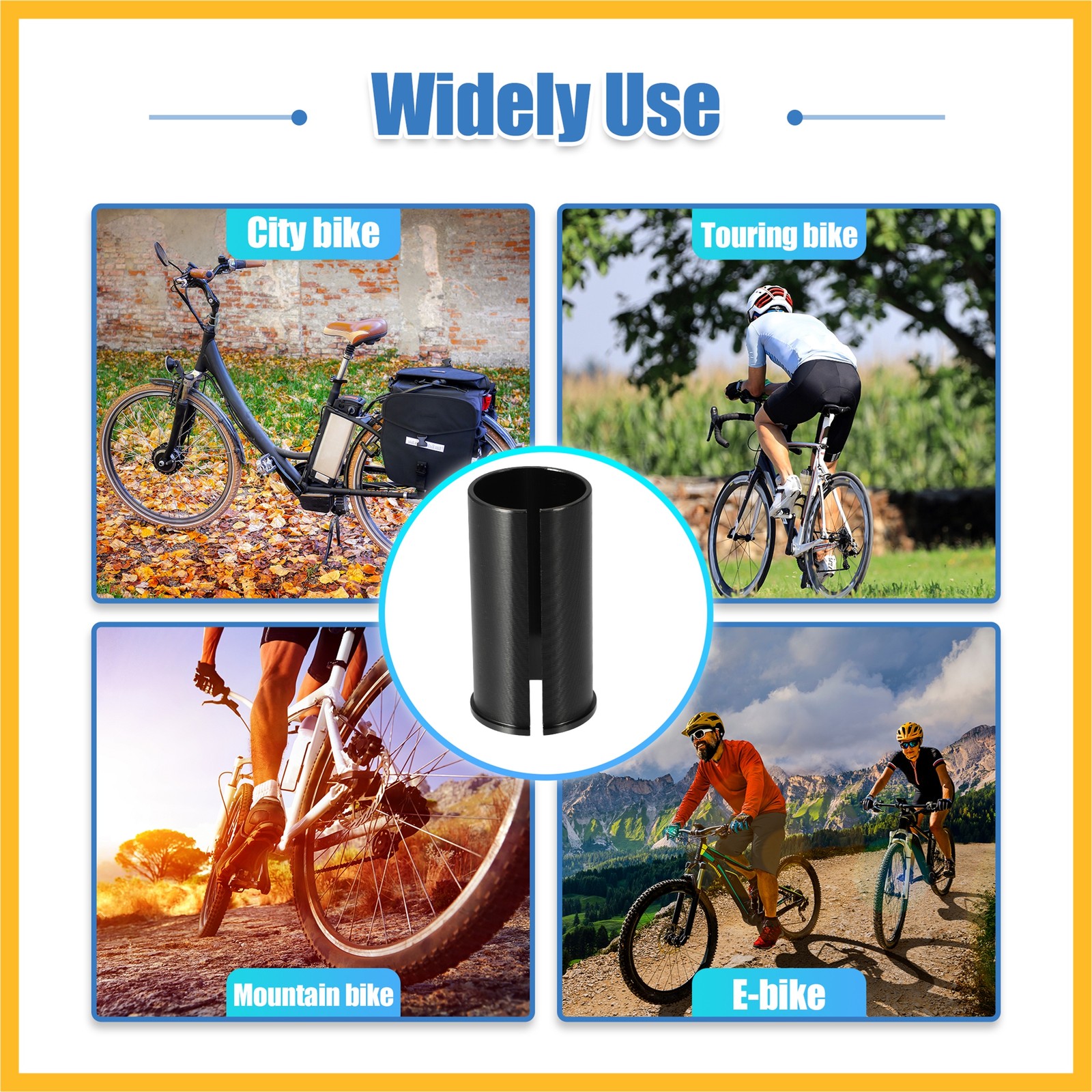 2Pcs 27.2mm to 30.4mm Bicycle Seat Post Tube Adapter Reducing Sleeve Black