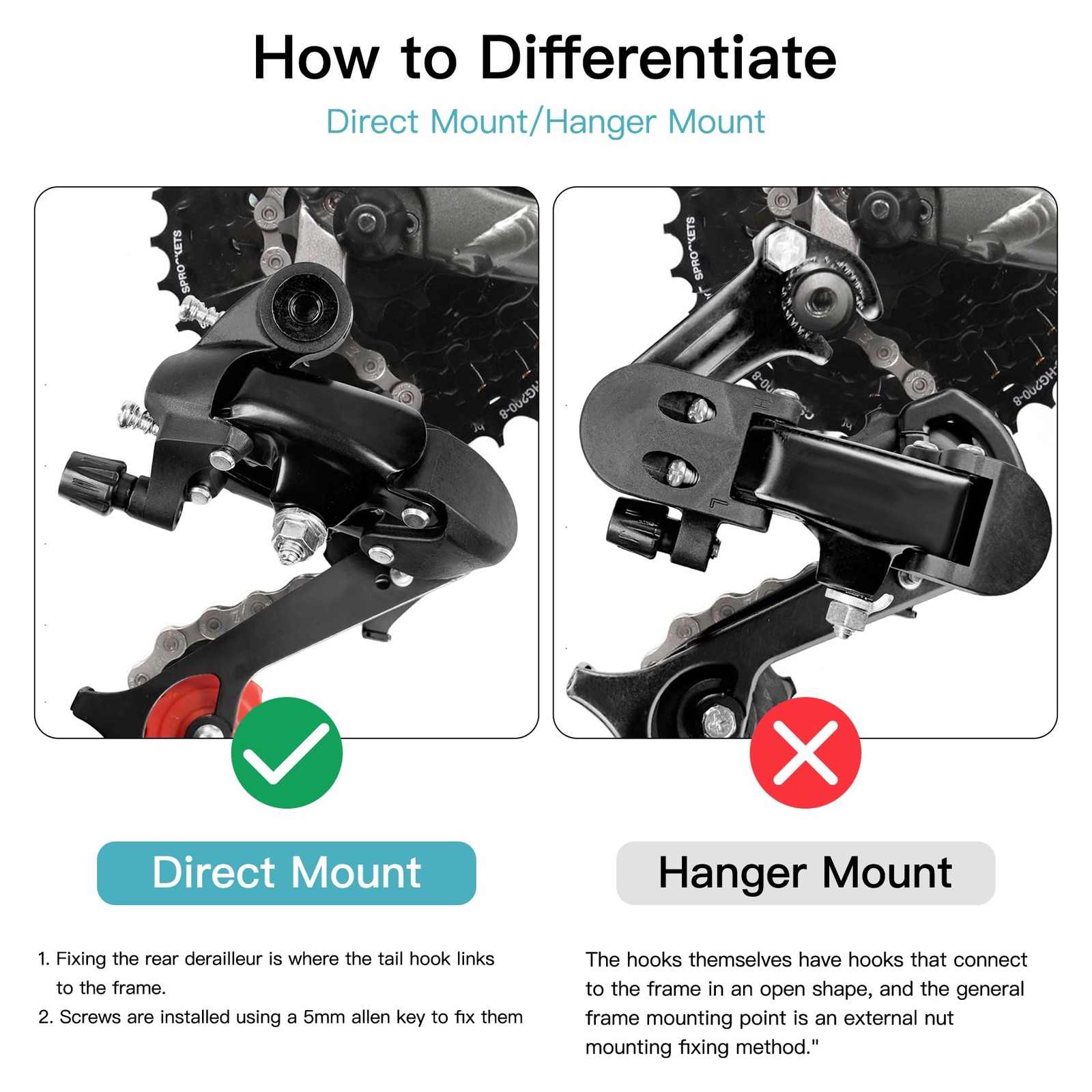 K138 6/7 Speed Rear Derailleur – Direct Mount Aluminum Alloy Bicycle Deraille…