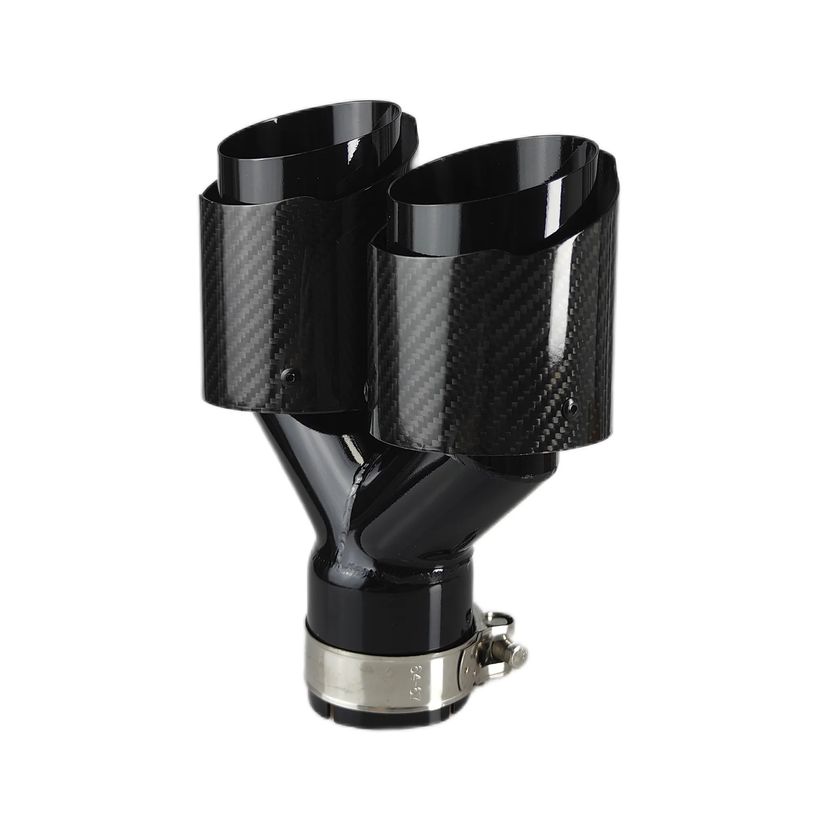 Car Carbon Fiber Glossy Muffler Tip Exhaust Pipe Y Shape Double Exit Mufflers