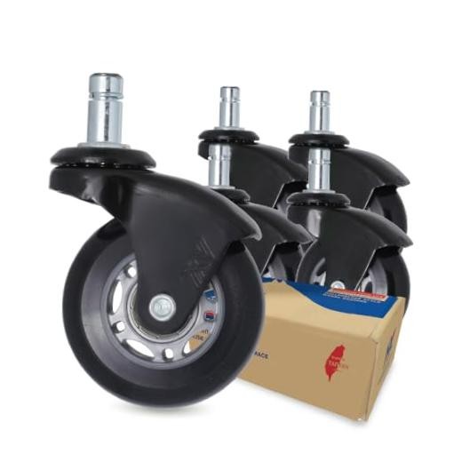 2.5″ Office Chair Wheels Replacement, in 2.5 inch Black Bracket Grey/Black