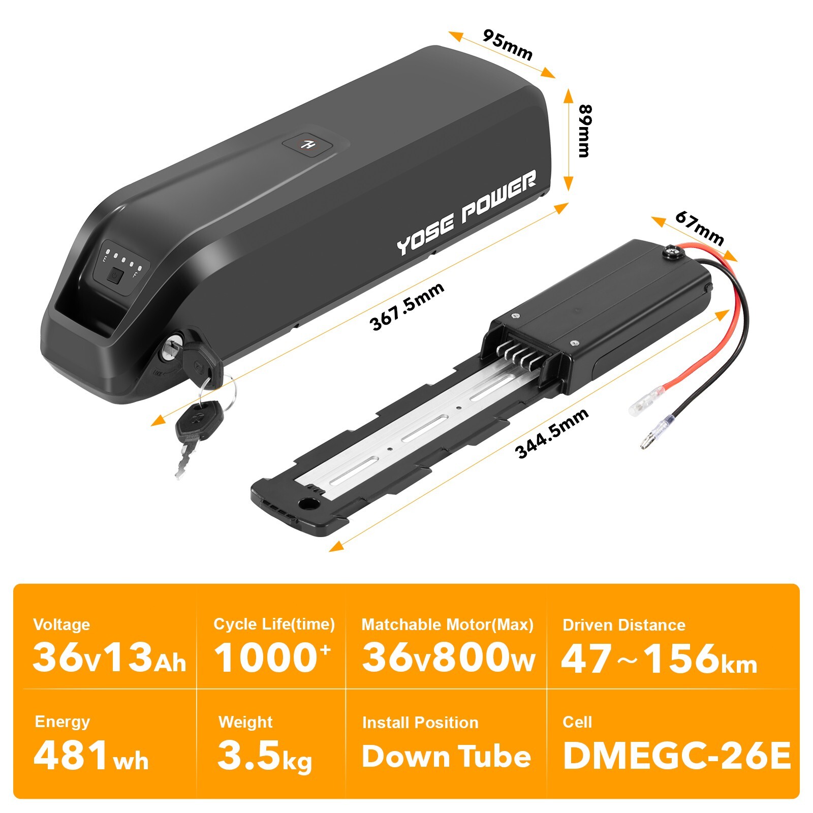 Heybike Jasion Ebike Battery 36V 13Ah Race Race Plus EB5 Electric Bike Battery