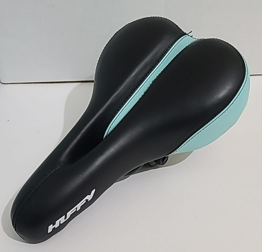 Huffy Sport Bicycle Seat Saddle Comfort Saddle Seat Molded Padded Black Teal.
