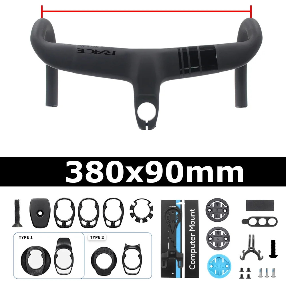 Full Carbon Internal Cable Integrated Road Bike Handlebar -10 Degree 360-420mm