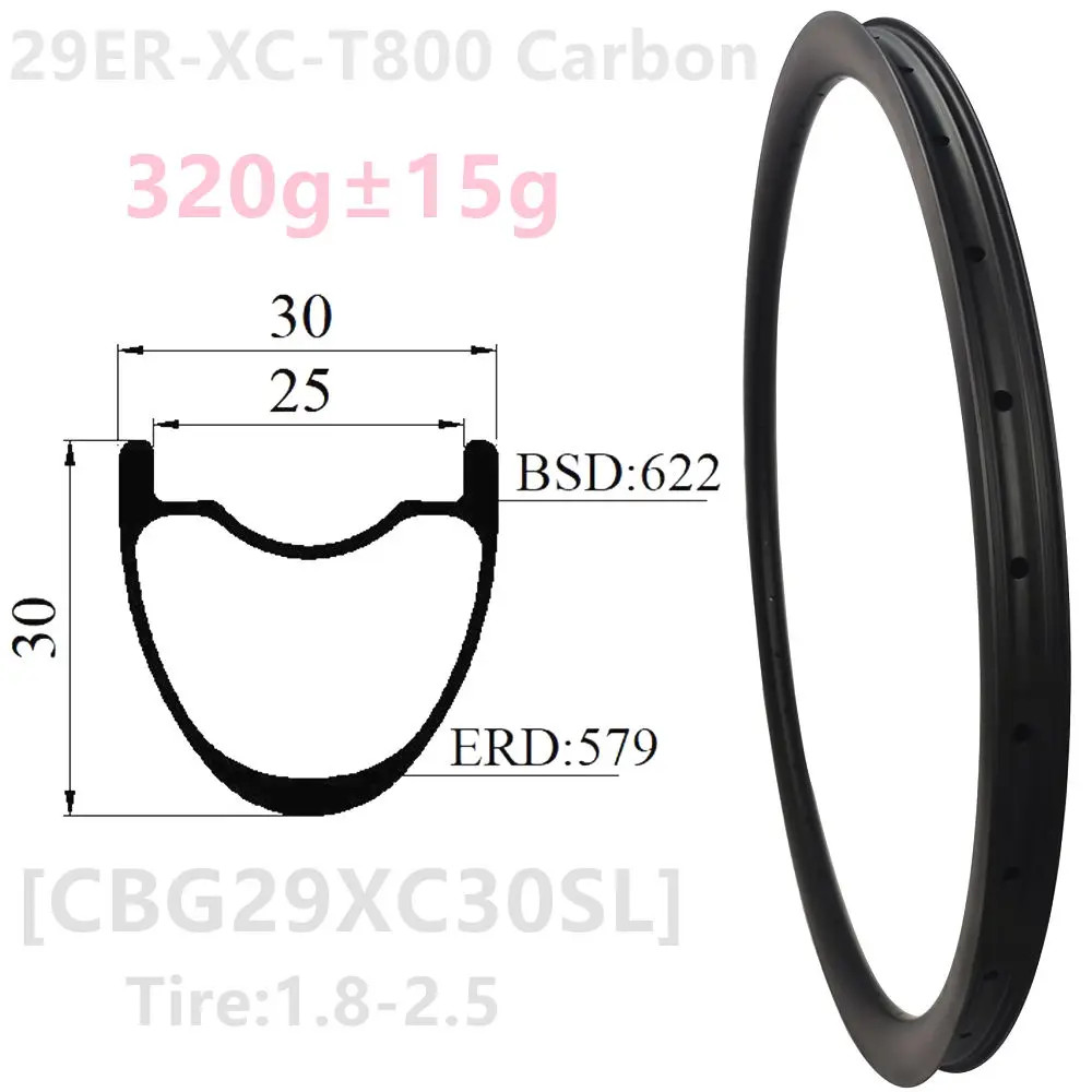 Symmetric Mountain Bike Carbon Wheels 29er Mtb Bicycle Hookless Tubeless Rims