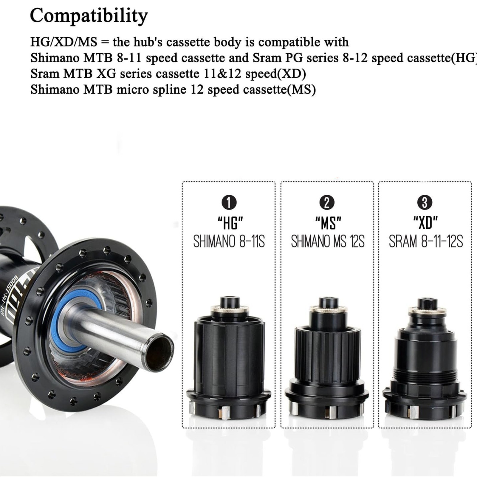 MTB Hub Endcap Adapter HG/MS/XD for Koozer XM490/XM490pro/460/450/360, for 2023