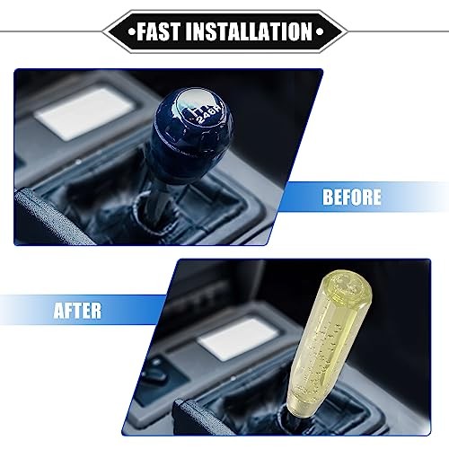 Gear Shift Knob Stick, 20cm Faux Crystal Transparent Bubble Gear Shifter Yellow