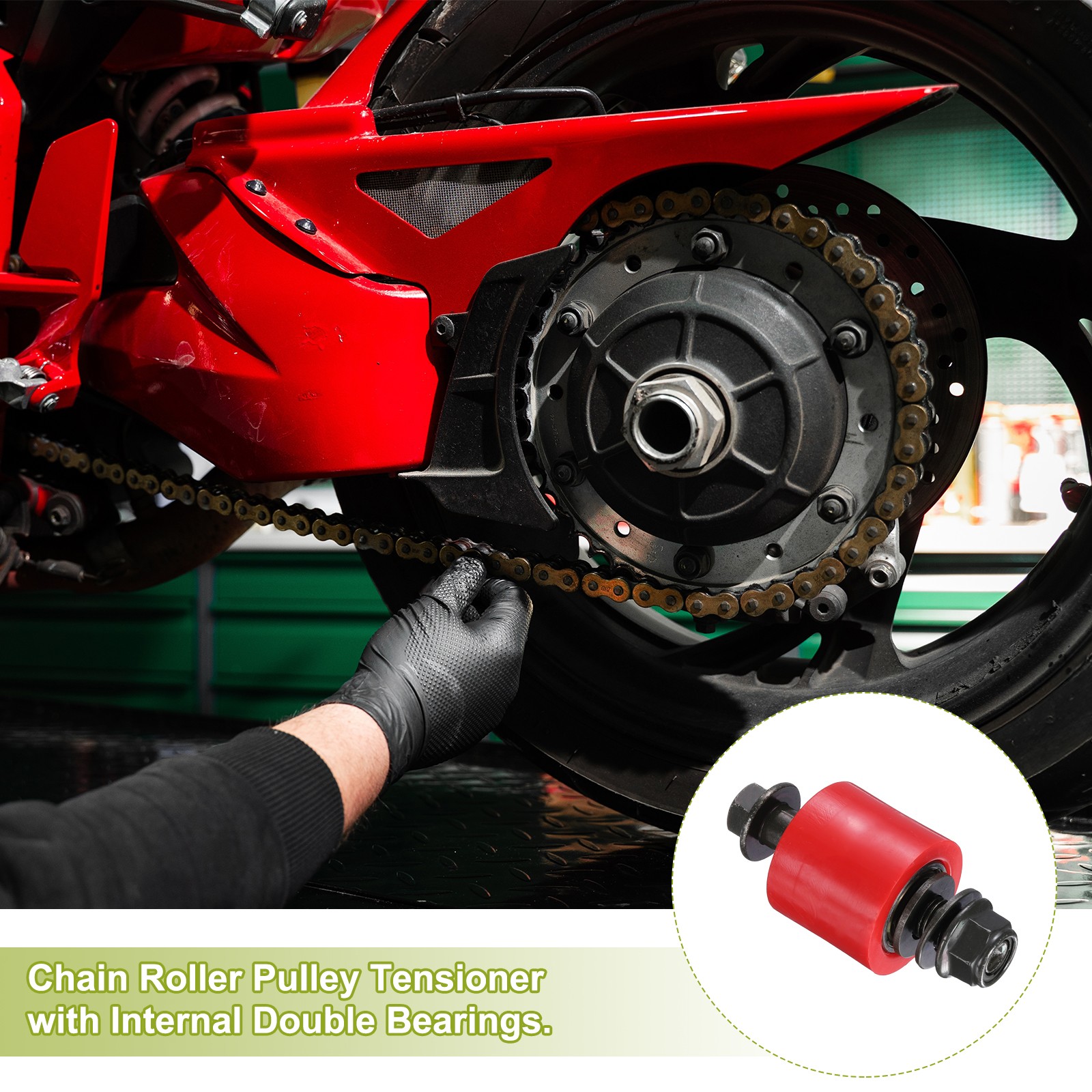 10mm Roller Pulley Tensioner Nylon Cylinder Guide Wheel Set Red