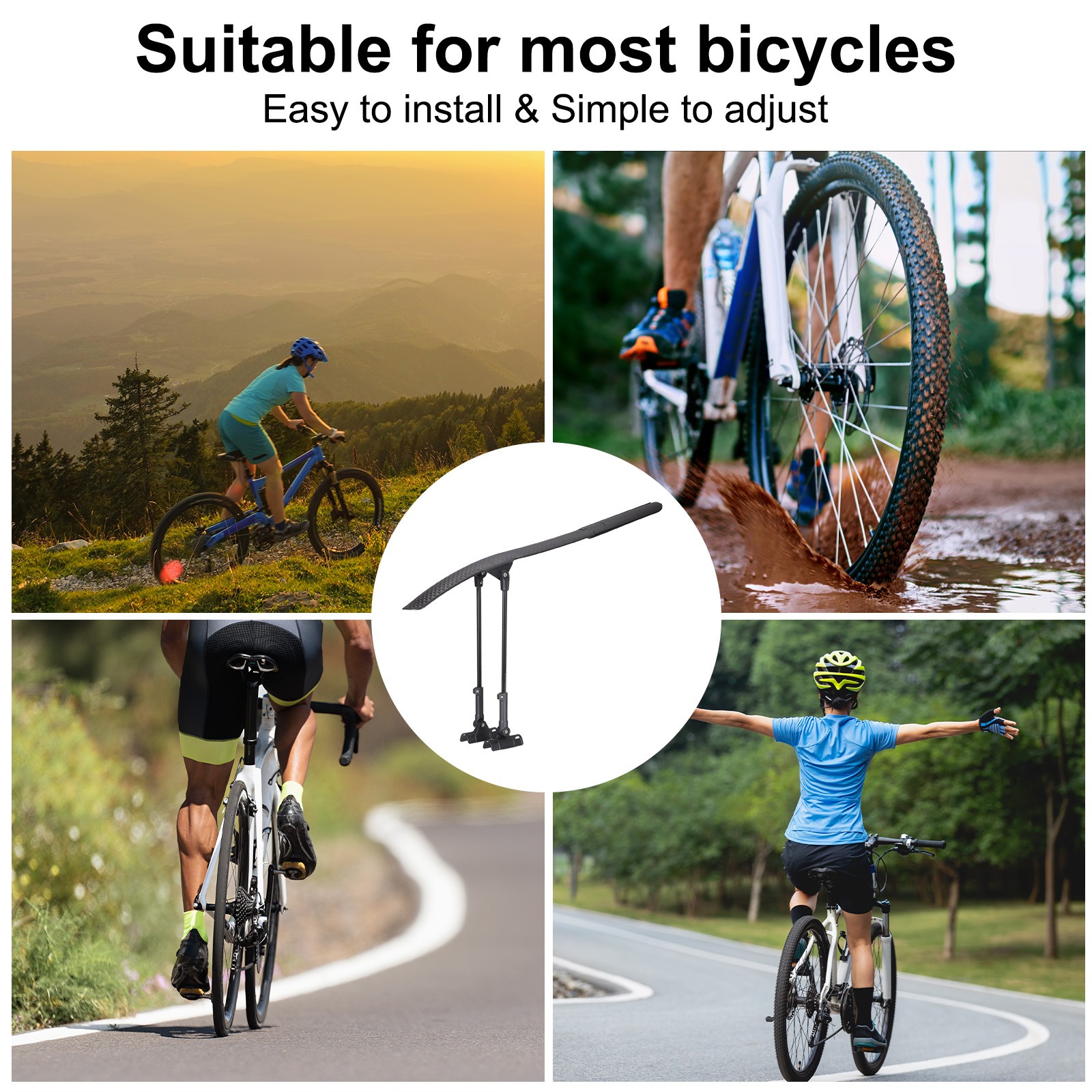 Mountain Bike Mud Guard 700C Rear Mud Guards for MTB, Black