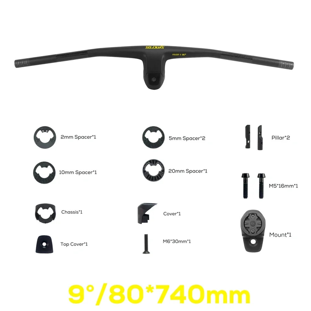 -9°/-10°/-12°/-14° Carbon Integrated mountain bike Handlebar 60mm With Mount