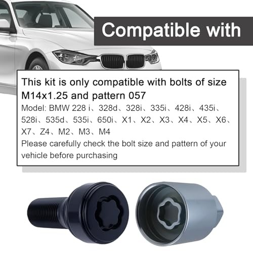 Lockable Wheel Bolt Rim Locks M14x1.25 Compatible with BMW 228i 328d 328i 335i