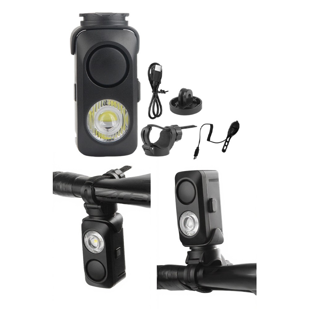 USB Rechargeable Bike Light with For horn 120dB LED Headlight and Tail Light