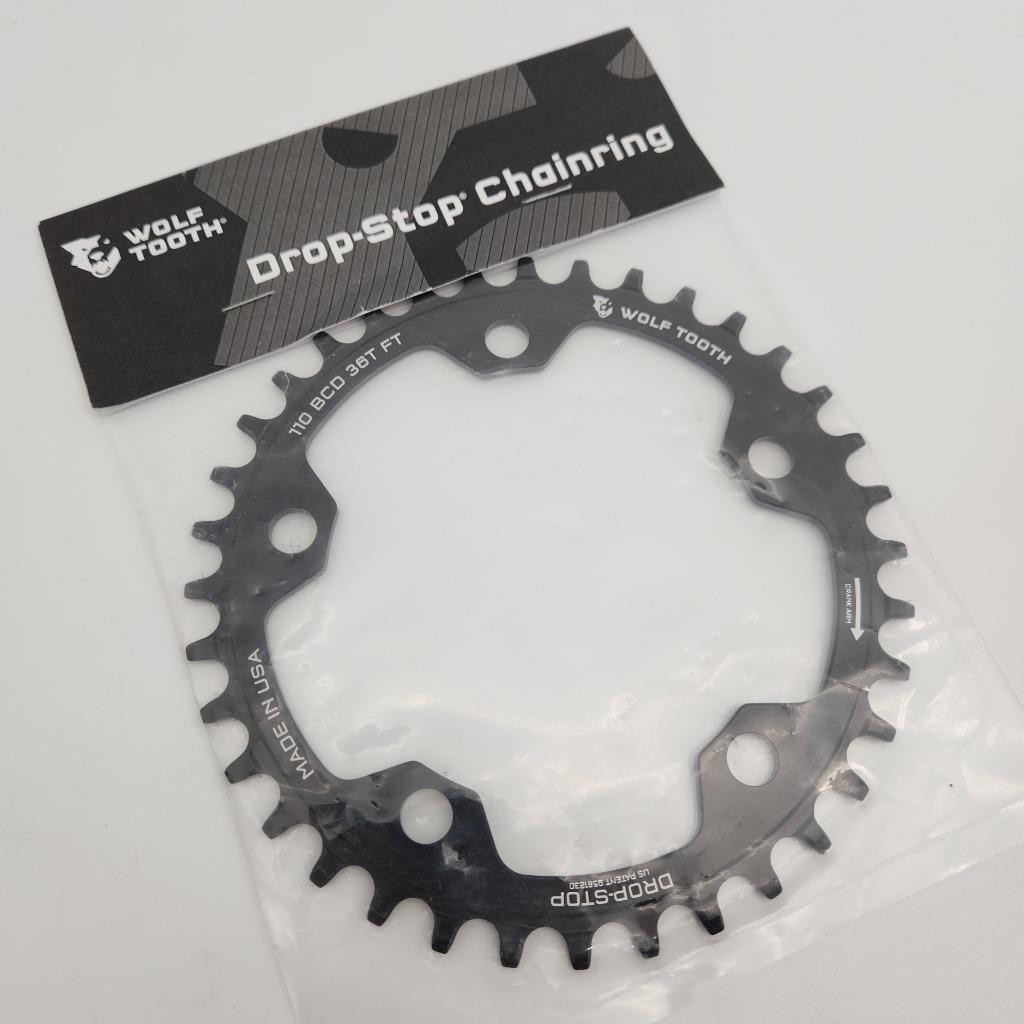 Wolf Tooth 36T x 110 BCD 5-Bolt Drop-Stop B Cyclocross Road Bike Chainring OPEN