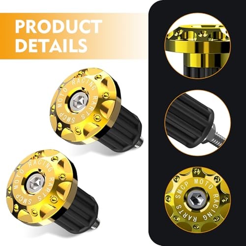 2 PCS Motorcycle Bar Ends, Anti-fall Handle Bar Ends, 7/8 » Aluminum Gold