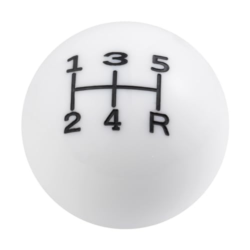 5 Speed Shift Knob, Round Ball Gear Strick Knob White and Black Lower Right R