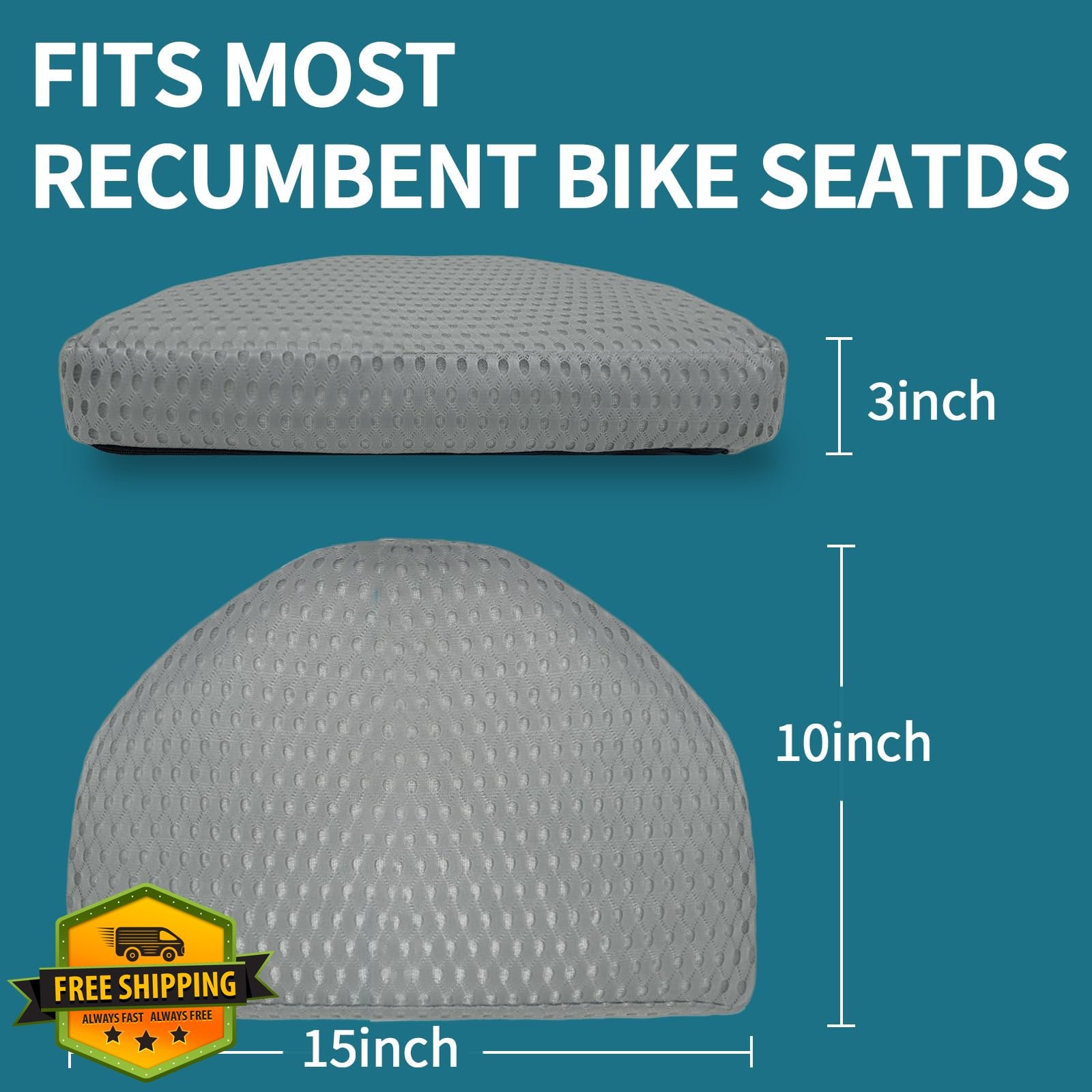 Newivi 3in Recumbent Bike Seat Cushion Anti-Slip Gray
