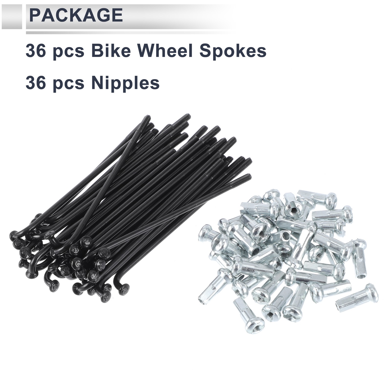 1 Set 13G 72mm Length Bicycle Spokes Nipple 45 Steel Black Universal