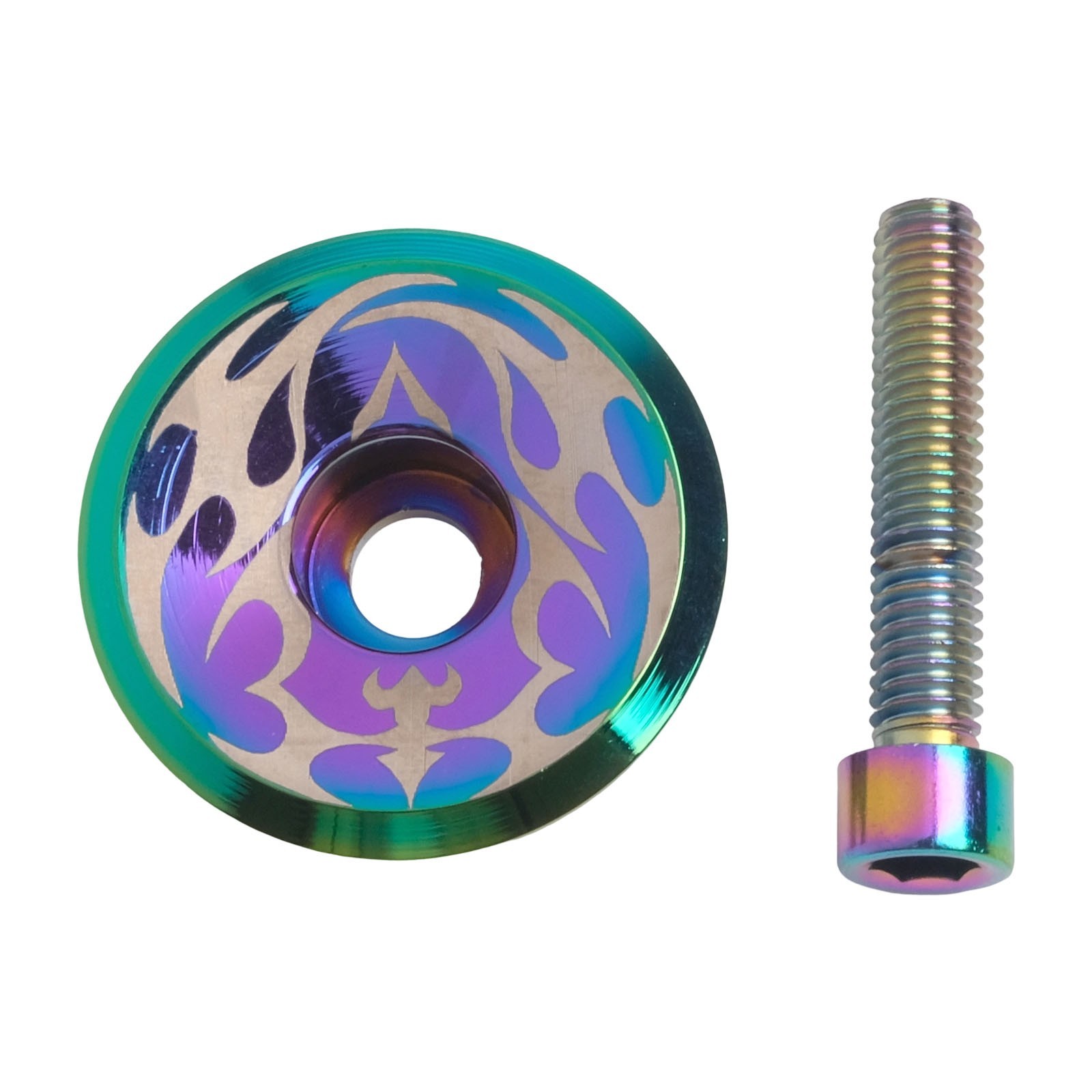 Lightweight Multicolor Oil Slick Headset Stem Cap Replacement Top Cover
