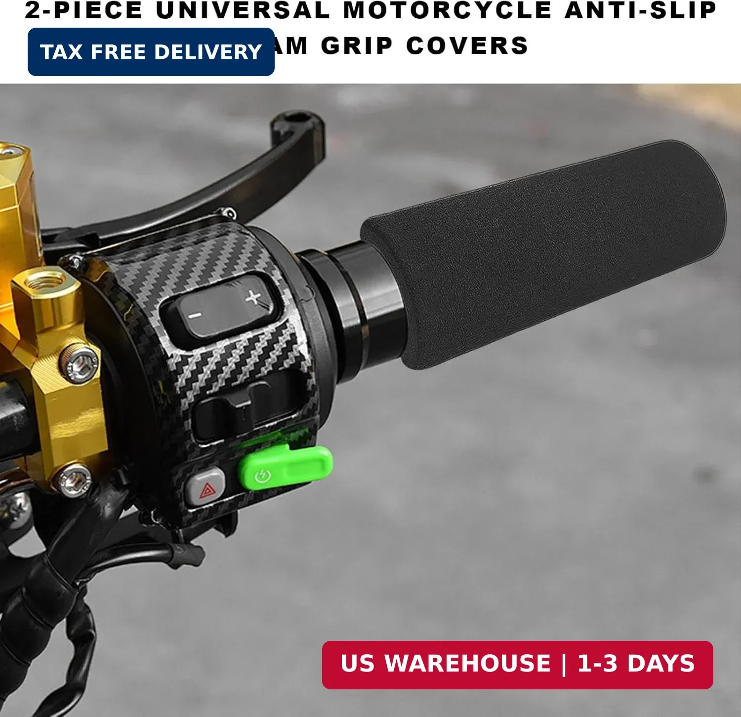 2 PCS Foam Handlebar Grips, Anti-Slip Motorcycle Bar Grip Comfortable Handle Cov