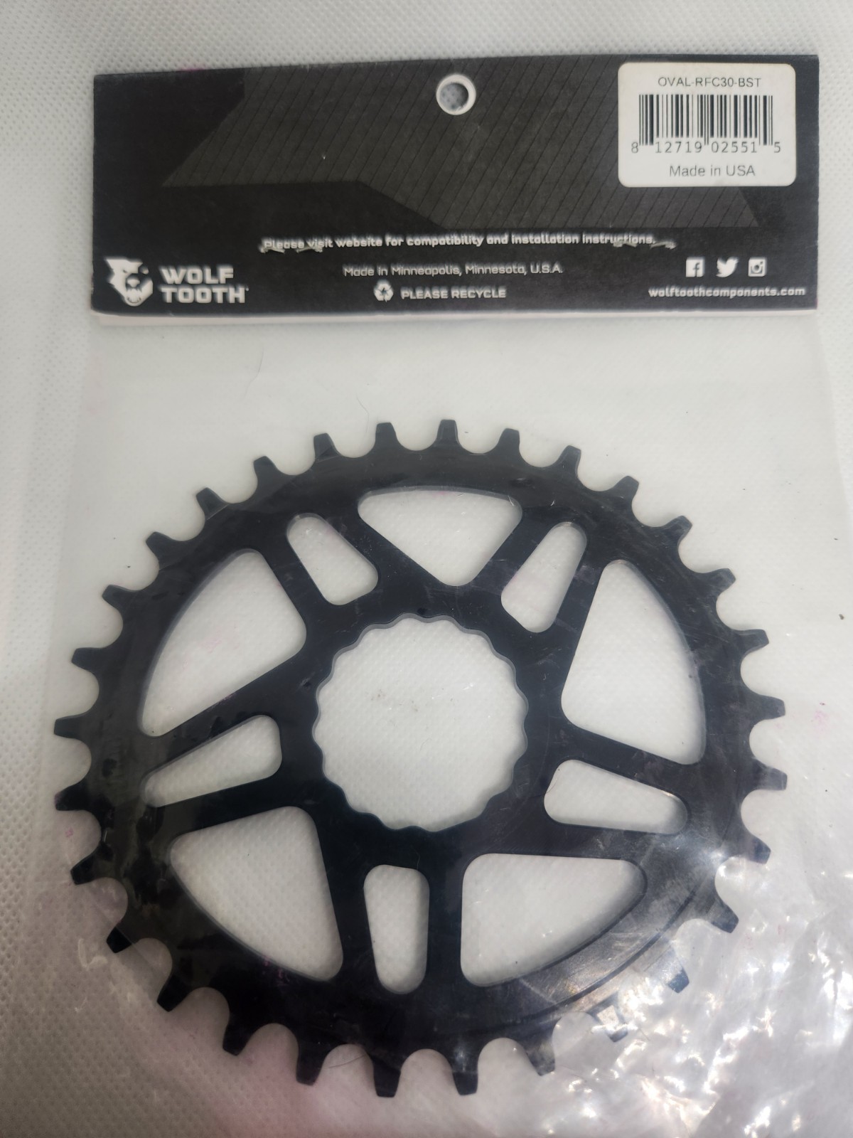 Wolf Tooth Oval Chainring – 30t, SRAM Direct Mount, Drop-Stop, For SRAM