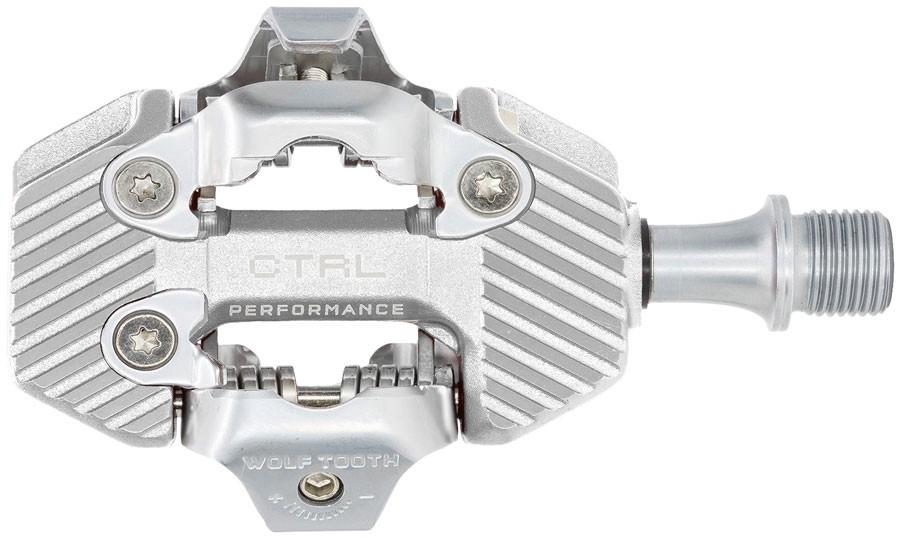 Wolf Tooth CTRL Trail Performance Clipless Pedals – Dual Sided, Raw Silver