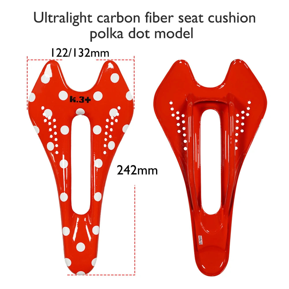 Carbon Fiber Bicycle Saddle for Road/MTB Bike 122/132mm 7x9mm Glossy Front Seat