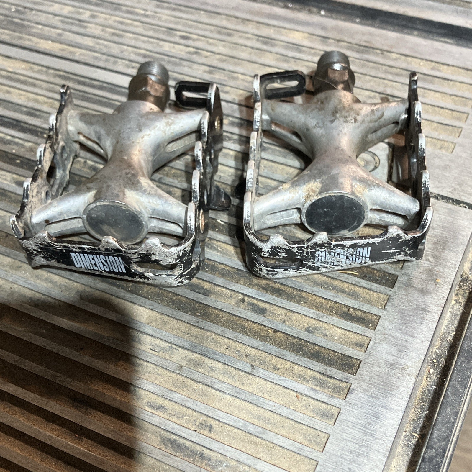 Dimension Alloy Flat/Platform Bicycle Pedals Pair, Black/Silver