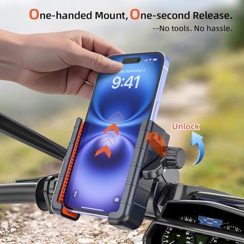 3rd Gen Shockproof Bike Phone Holder, Anti Vibration Motorcycle Phone Mount