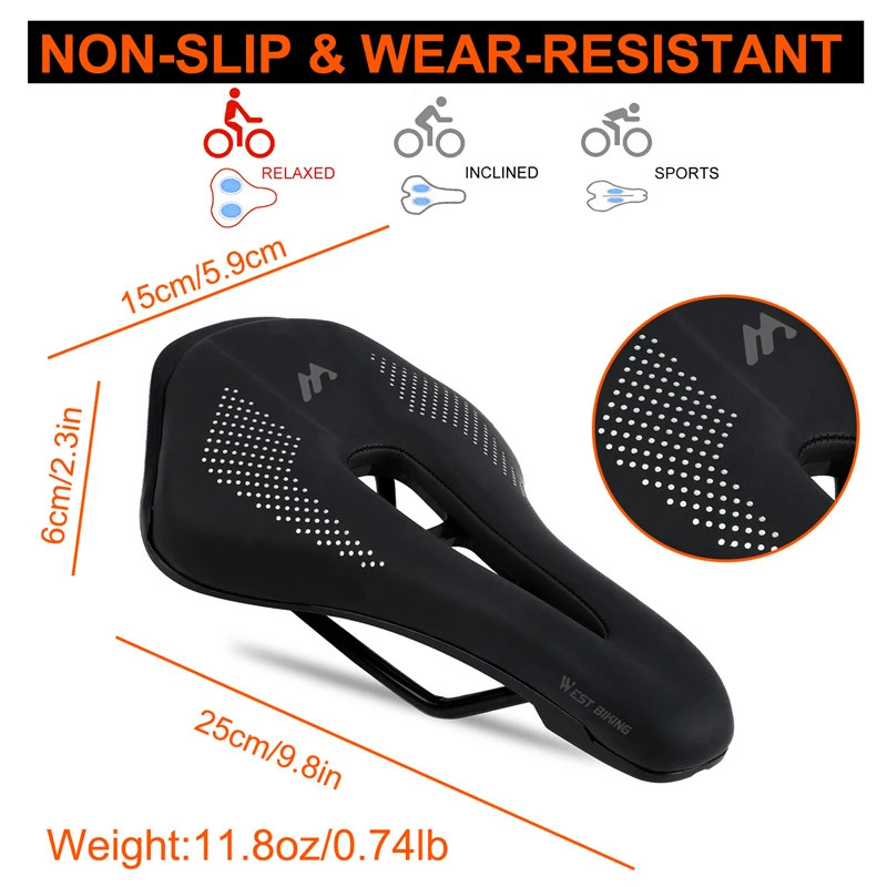 WEST BIKING Ultralight Mountain Bicycle Saddle MTB Short Nose Road Bike Seat PU