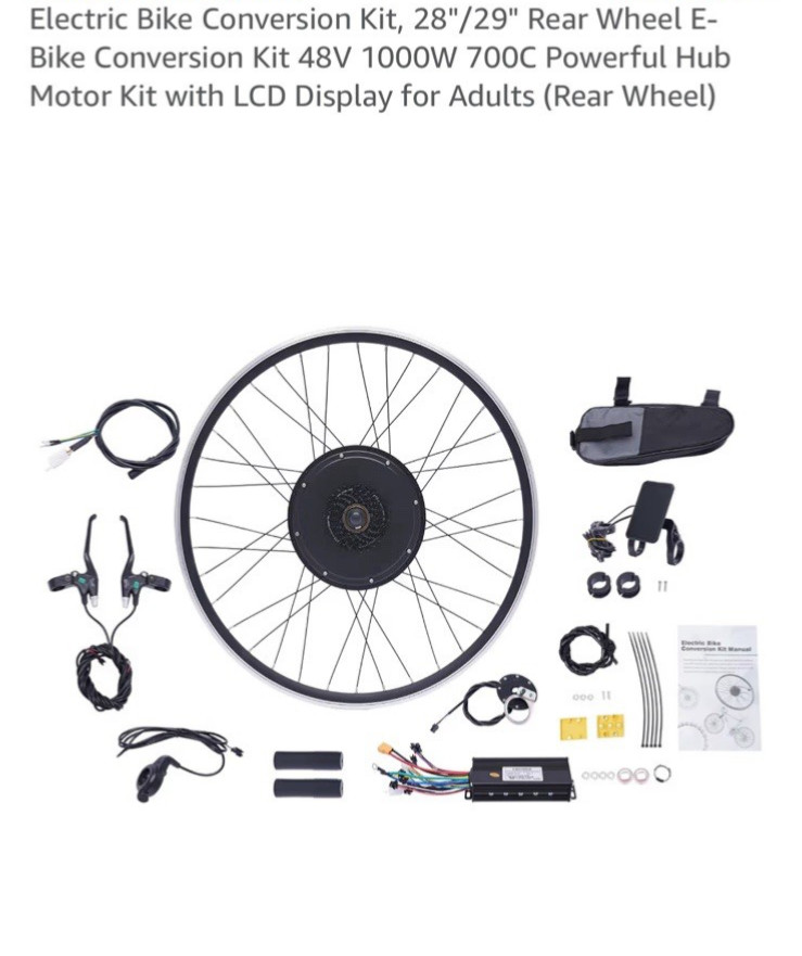 BounceyCart 48V 1000W Rear Wheel 700C E-Bike Kit w/ Controller & Brakes