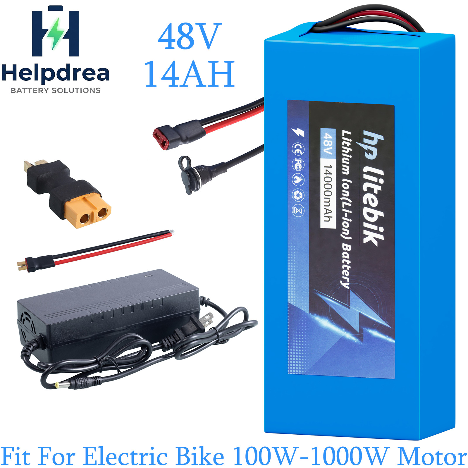 48V 14Ah Lithium Ebike Battery for 100W-1000W Electric Bicycle Bike with 30A BMS