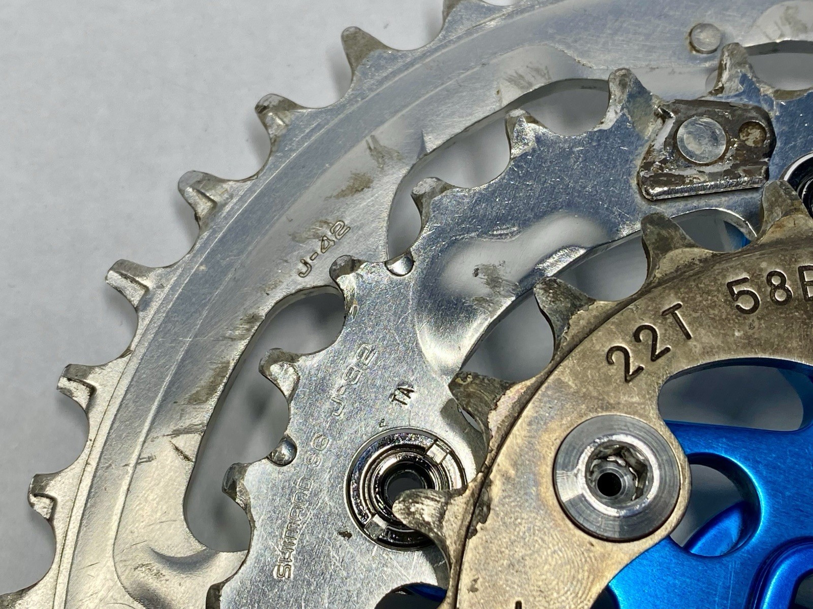 Kooka Blue Anodized MTB Crankset 175mm w/ BB-UN71 & REAL 22T Ring Vintage CNC