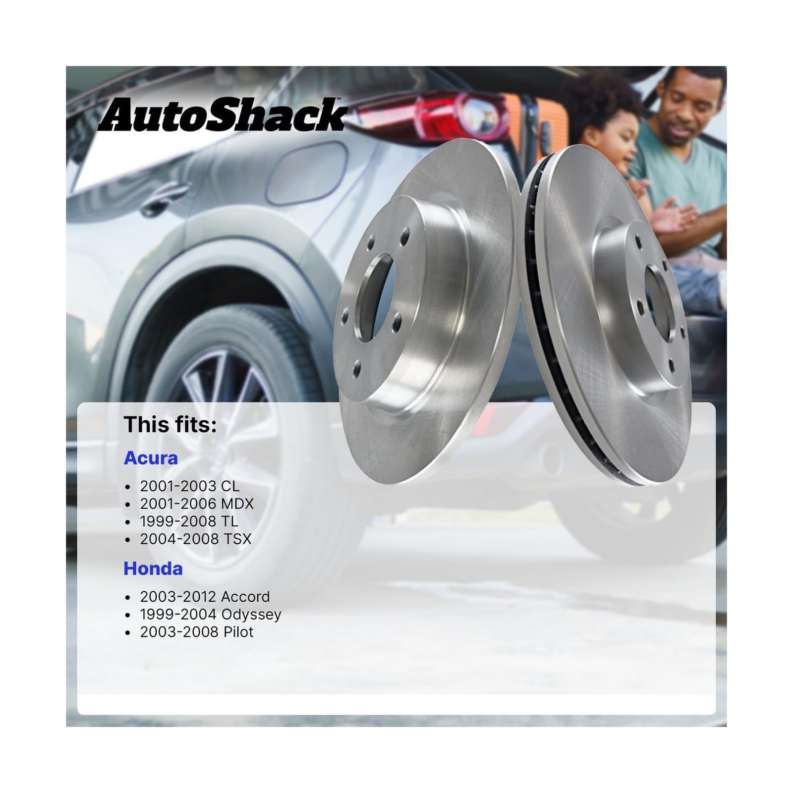 AutoShack Front Brake Rotors for Honda & Acura, Accord 2003-2012 Pilot 2003-2…
