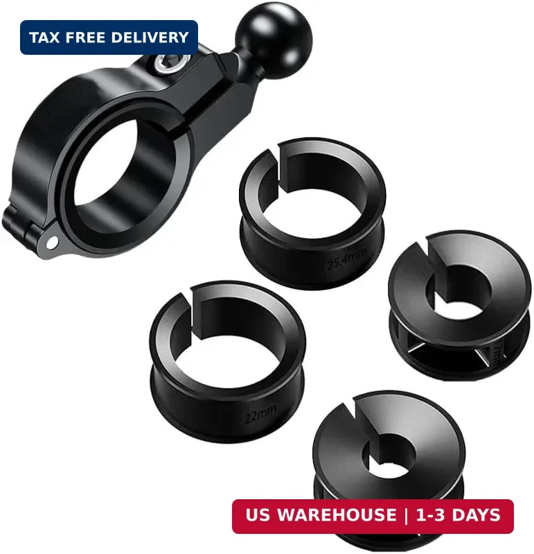 Aluminum Handlebar Base Mount with 17mm Ball Head Adapter for Round Rail Diamete